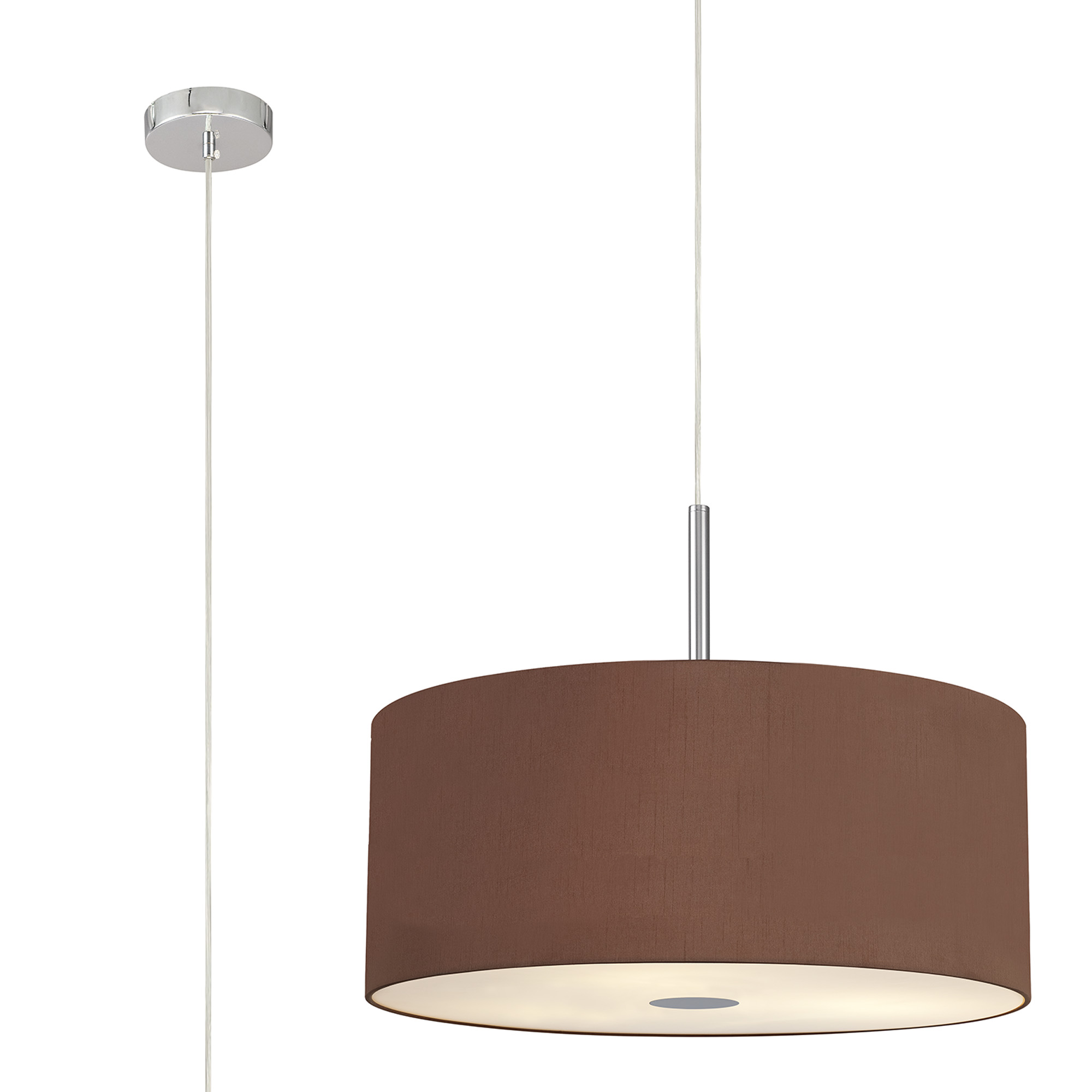 DK0478  Baymont 60cm 5 Light Pendant Polished Chrome, Raw Cocoa/Grecian Bronze, Frosted Diffuser
